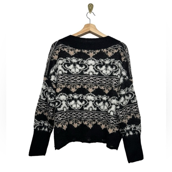 NWT ANTHROPOLOGIE Textured V-Neck Sweater Black XS - Picture 9 of 12